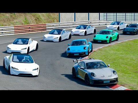 Tesla Roadster vs Porsche 911 GT3 2022 at Nordschleife GP