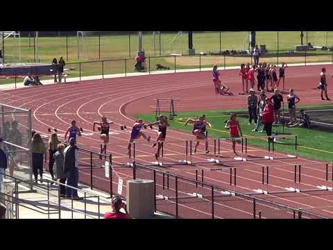 VarG 100m Hurdles vs Huntington Beach 4-18-18 - Los Alamitos Girls