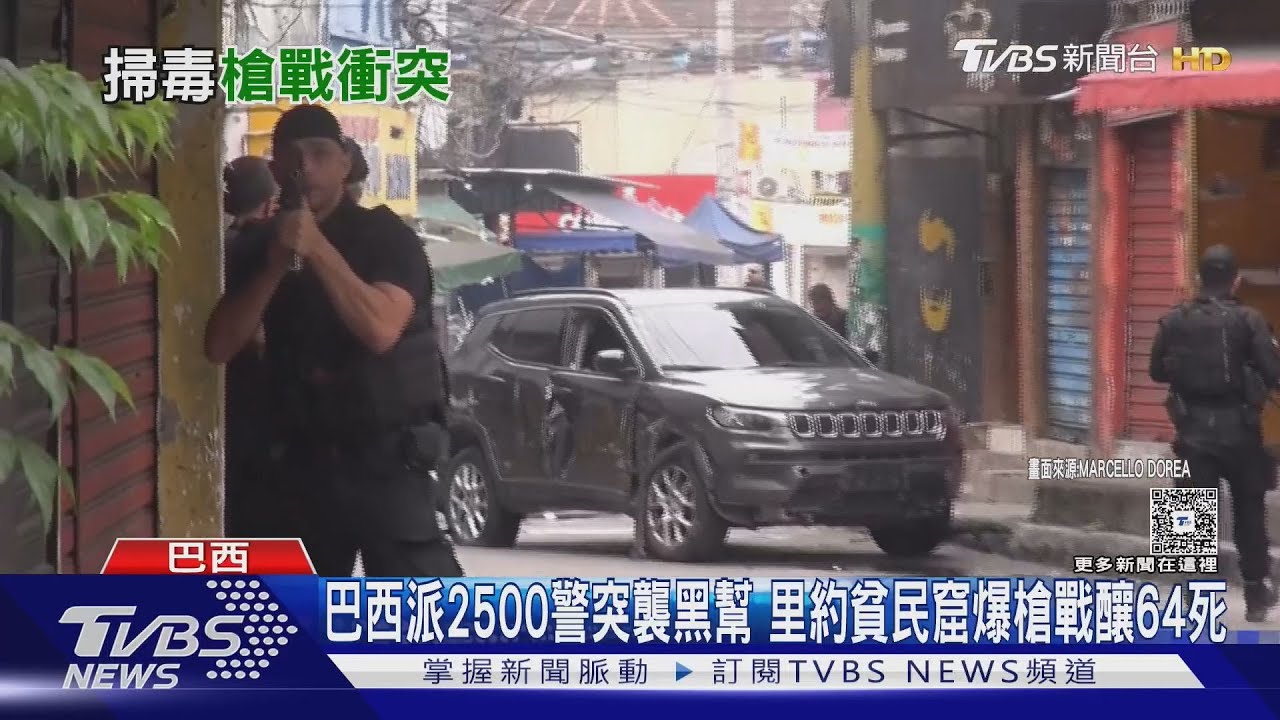 巴西派2500警突襲黑幫 里約貧民窟爆槍戰釀64死