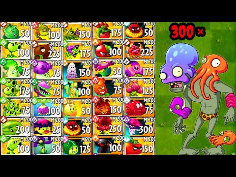 Plants vs Zombie 2 300 Octo zombie vs 50 plants max level? Custom gameplay