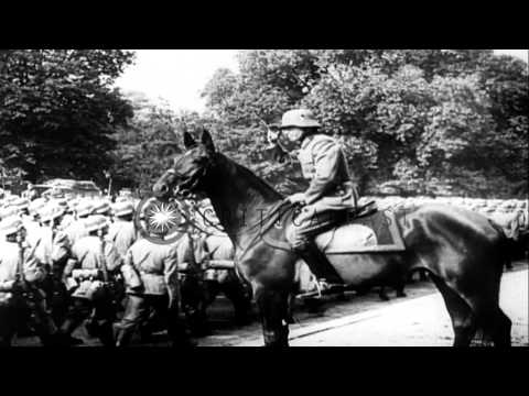 German troops decorated and troops pass in review along Avenue Foch, Paris, durin...HD Stock Footage
