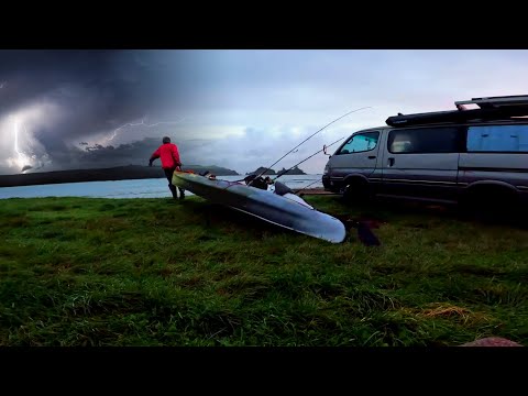 Kayak Fishing in a LIGHTNING STORM... Vanlife Catch and Cook