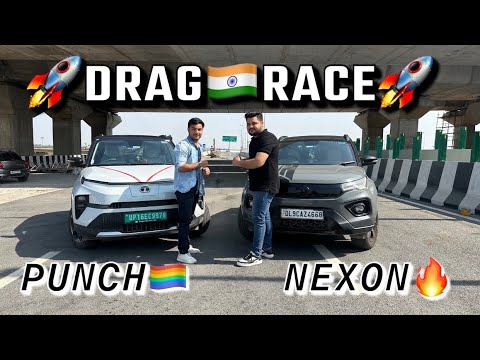 Thumbnail for Tata Punch ev 2024 vs Nexon petrol 2024 DRAG RACE! ICE VS EV💀#tata #punchev #nexon #tatapunch by Tata Punch
