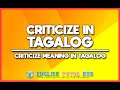 Criticize In Tagalog – Criticize Meaning In Tagalog Translation