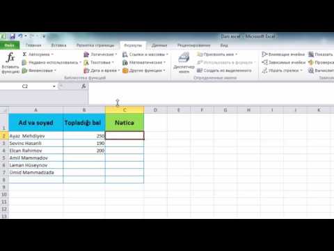 Ders excel.(ЕСЛИ funksiyası)
