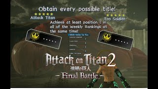 Quick Guide to Place 1st on All Online Ranks | Attack On Titan 2 Final Battle
