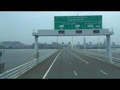 Cruzamento da Ponte da Baía de Shenzhen - Sul para Norte na Nova Rota de Ônibus Lantao B2 Convés Superior