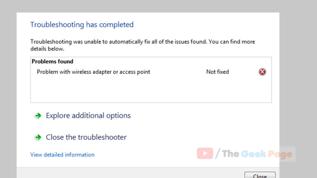 Fix Problem With Wireless Adapter or Access Point in Windows 10