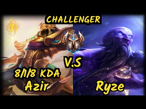 S04 Abbedagge (AZIR) vs RYZE - 8/1/8 KDA MID CHALLENGER GAMEPLAY - EUW