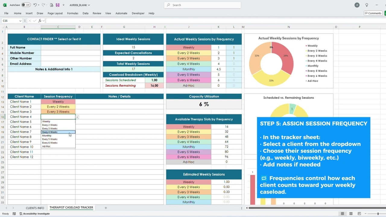 Therapist Caseload Tracker Template | Excel & Google Sheets | #TherapistTools #CaseloadTracker