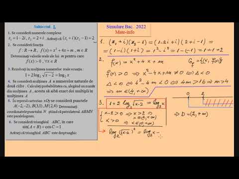 Simulare Bacalaureat 2022 la Matematica - Profil Mate-Info