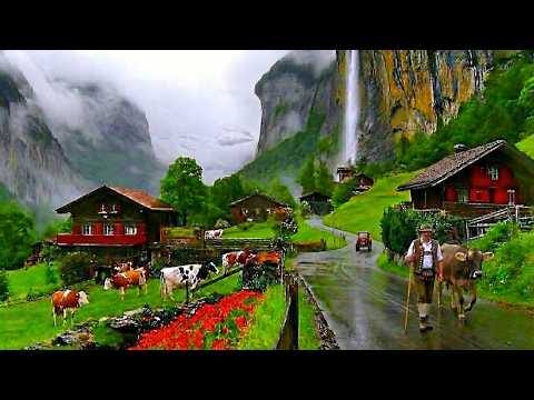 Switzerland – Rainy Life In The Isolated Swiss Villages - Rainy Walk Under Umbrella