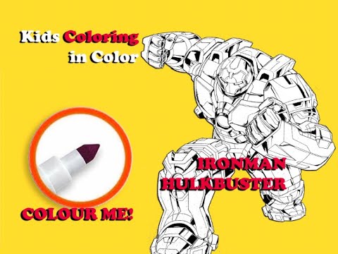 Color Me In! Coloring Pages Marvel Ironman in HULKBUSTER suit, Avengers, MCU, Disney, Tony Stark