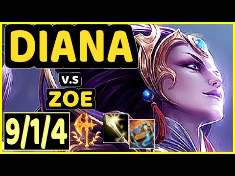 CLOSER (DIANA) vs ZOE - 9/1/4 KDA MID CHALLENGER GAMEPLAY - KR