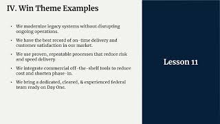 Win Theme Masterclass FY2026 (video 15) for Winning Federal Contracts by Government Contractors