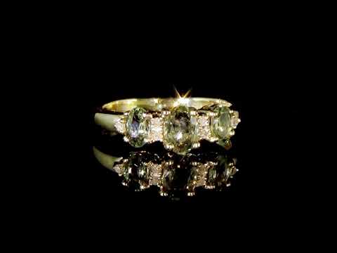 Lady's 10k Yellow Gold Green Amethyst and Diamond Ring