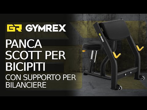 Video - Panca scott per bicipiti con supporto per bilanciere - Sellino: 42 x 26 cm
