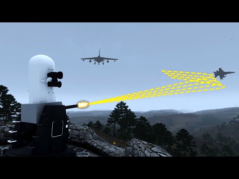 Air Defense System Shooting Down Incoming Fighter jets - C-RAM - Phalanx CIWS - Simulation - ArmA 3