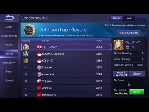 Tig﹏ βöss™ Top 1 Global Johnson | Build Terbaru Johnson