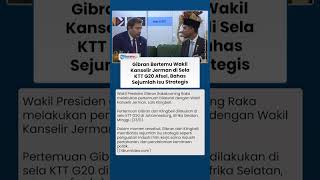 Pertemuan Bilateral Gibran dengan Wakil Kanselir Jerman di Sela KTT G20, Bahas Industri Pertahanan