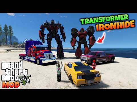 JUNIOR BERTEMU TRASNFORMER IRONHIDE - GTA 5 MOD TRANSFORMER