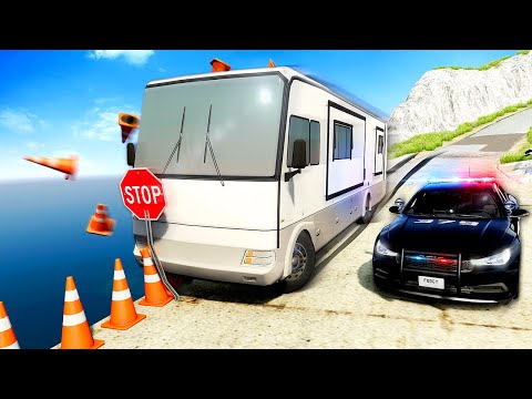 MULTIPLAYER Motorhome Police Chase - BeamNG Drive Crashes