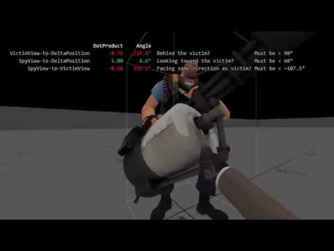 Spy backstab detection mechanics illustrated