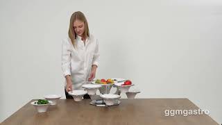 Etagère / Supporto per Buffet - rotante - nero - incl. 9 ciotole in melamina - rotonde