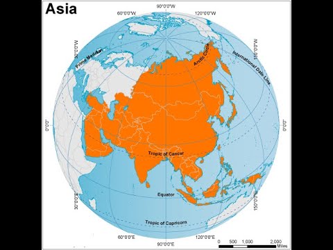 Asia - geographical position, shores: islands, peninsulas and bays - geography lesson