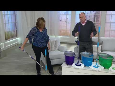 Clean Spin 360 Microfiber Spin Mop & Bucket System with Wheels on QVC