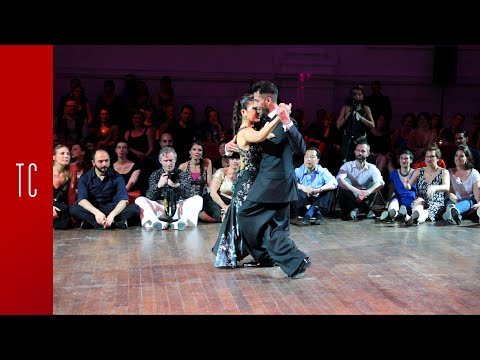  Virginia Gomez  and  Christian Marquez  are  dancing  to  the  milonga  "  Milonga Del 83  "  by  Juan D'Arienzo  at  Brussels Tango Festival  in  2017