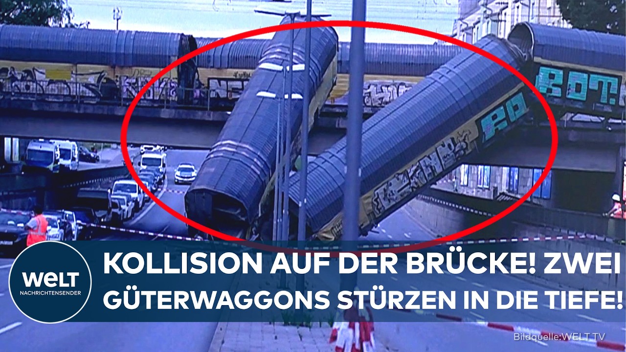 MÜNCHEN: Schockmoment auf der Bahnstrecke! Güterwaggons stürzen von einer Brücke in die Tiefe!