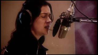Kate Fagan sings Clear Water in the recording studio