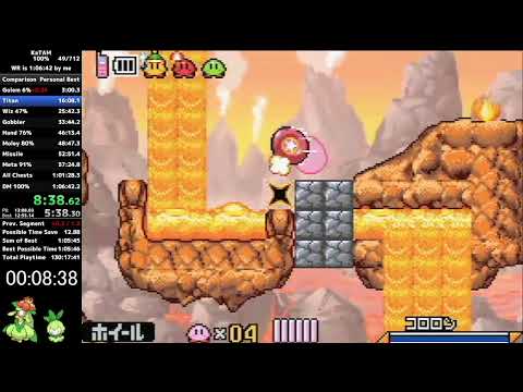 Kirby and The Amazing Mirror 100% Speedrun in 1:06:17