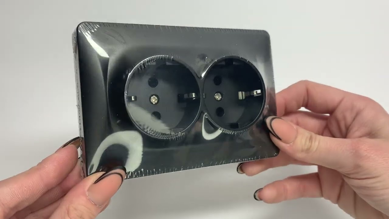 Розетка двухмесная с/з VIDEX Binera графит (VF-BNSK2G-BG)