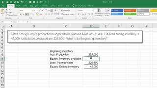Calculating Beginning Inventory - Production Planning