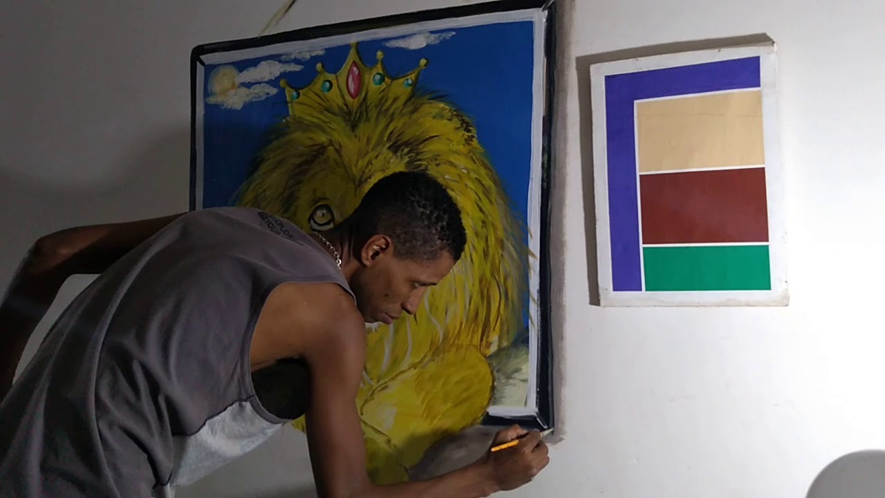 Leão em 3D na parede