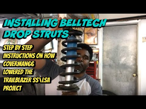 How To: Install Belltech Front Drop Struts. (Lowers up to 2 inch Easily.)
