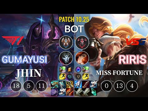 T1 Gumayusi Jhin vs VSG Riris Miss Fortune Bot - KR Patch 10.25
