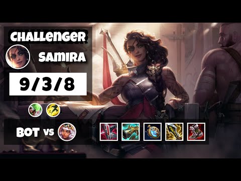 Samira Bot Lane 11.8 Challenger Gameplay Replay S11 (9/3/8) - KOREAN