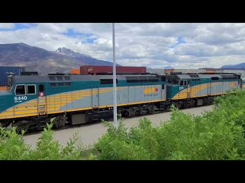 Via Rail The Canadian Train at Jasper Station Pulled by Locomotive 6438 & 6440 EMD GPA 30H