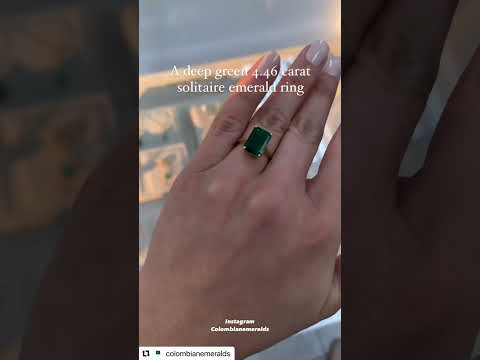 4.46ct Dark Green Natural Emerald Solitaire Engagement Ring Yellow Gold 14K gift