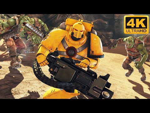 Imperial Fists DEVASTATOR vs 600 Orks - Exterminatus Solo, Warhammer 40k Space Marine (4K)