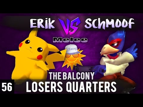 Melee @ The Balcony 56 - Losers Quarters ft. Erik (Pikachu) vs BCB|Schmoofy (Falco)