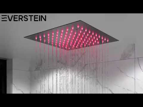 EVERSTEIN | M6378 | LED Thermodynamic Ceiling Mounted Rainfall Shower System Display Video