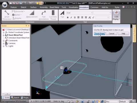 Sheet Metal Punch in Flat mode