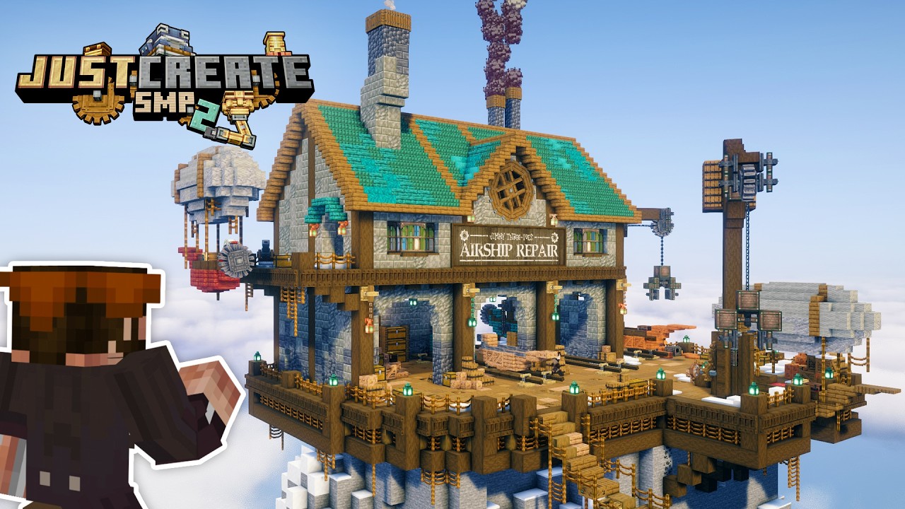 I built an airship repair yard in Minecraft Create Mod!