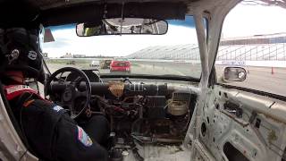 Rick driving #96 Bald Bearings @ 24 Hours of Lemons Halloween Hooptiefest 2013