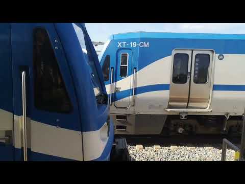 Trenes de efe Valparaíso pasando por la estación Villa Alemana en dirección a puerto y sgto. Aldea 