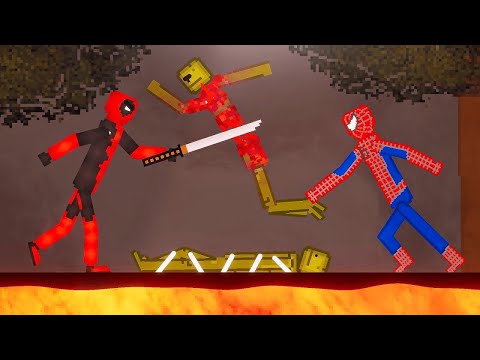 Spider-Man and Deadpool vs Enemies All Fights in People Playground